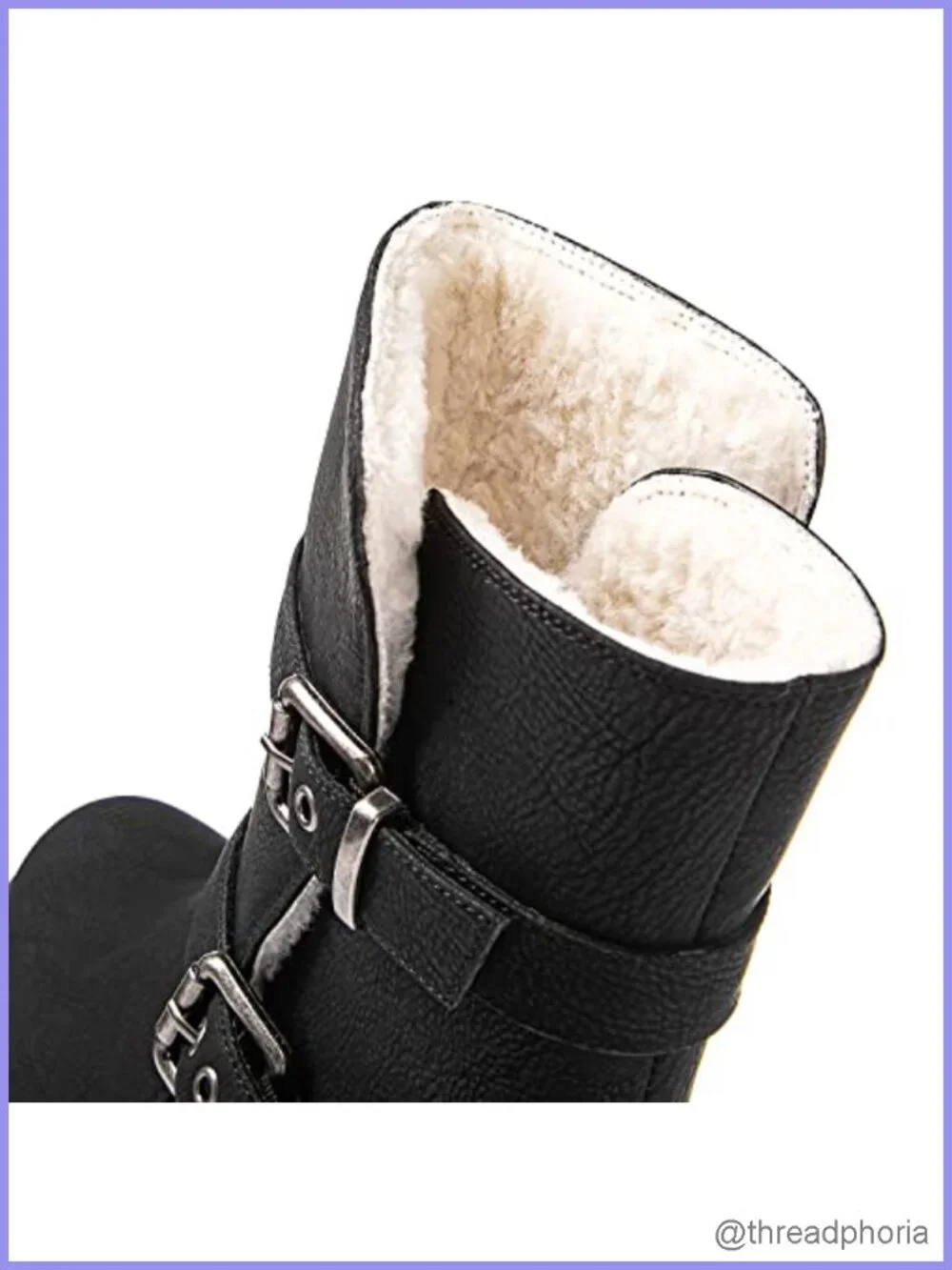 Faux Fur Lined Ankle Boots With Adjustable Double Buckles Moto Booties